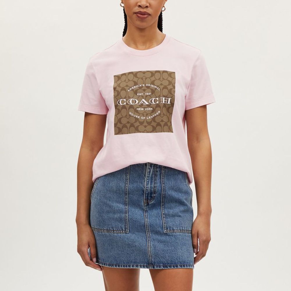 NWT Coach Outlet Signature T Shirt In Organic Cotton - Picture 3 of 6